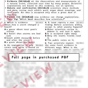 Werkbladen over hoe wetenschap bewijs en redenering verandert, Florida 8e klas wetenschapstoets review, SC.6.N.2.2 SC.7.N.1.6 afbeelding 3