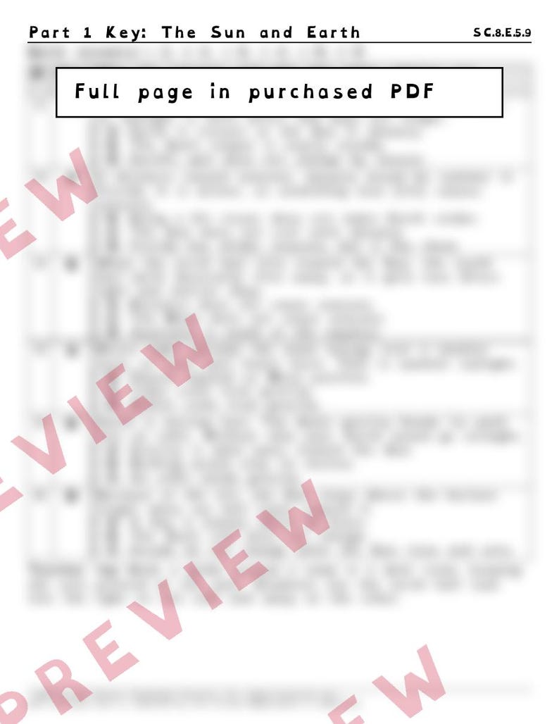Sun, Earth and Moon Seasons, Tides and Eclipses Worksheets, Florida 8th Grade Science Test Review, SC.8.E.5.9 image 4