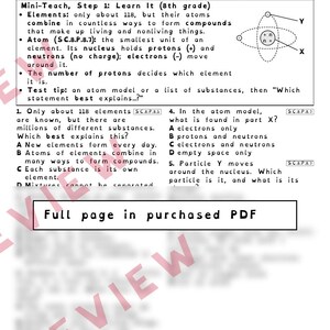 Atoms and Elements Compounds and Mixtures Worksheets, Florida 8th Grade Science Test Review, SC.8.P.8.5 SC.8.P.8.1 image 2
