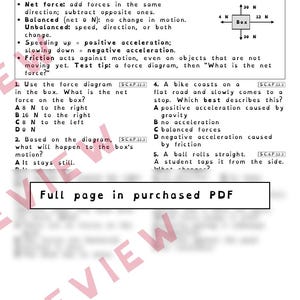 Forces and Motion Net Force and Speed Graphs Worksheets, Florida 8th Grade Science Test Review, SC.6.P.13.3 SC.6.P.12.1 image 2