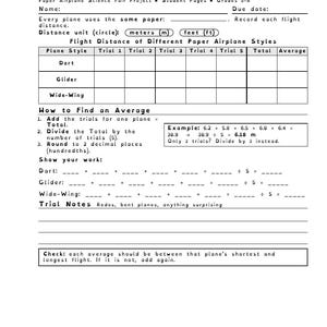 Paper Plane Science Fair Project Guide | Step by Step Student Packet | Grades 5-8 | Fair Test, Data Table, Bar Graph, Display Board image 5
