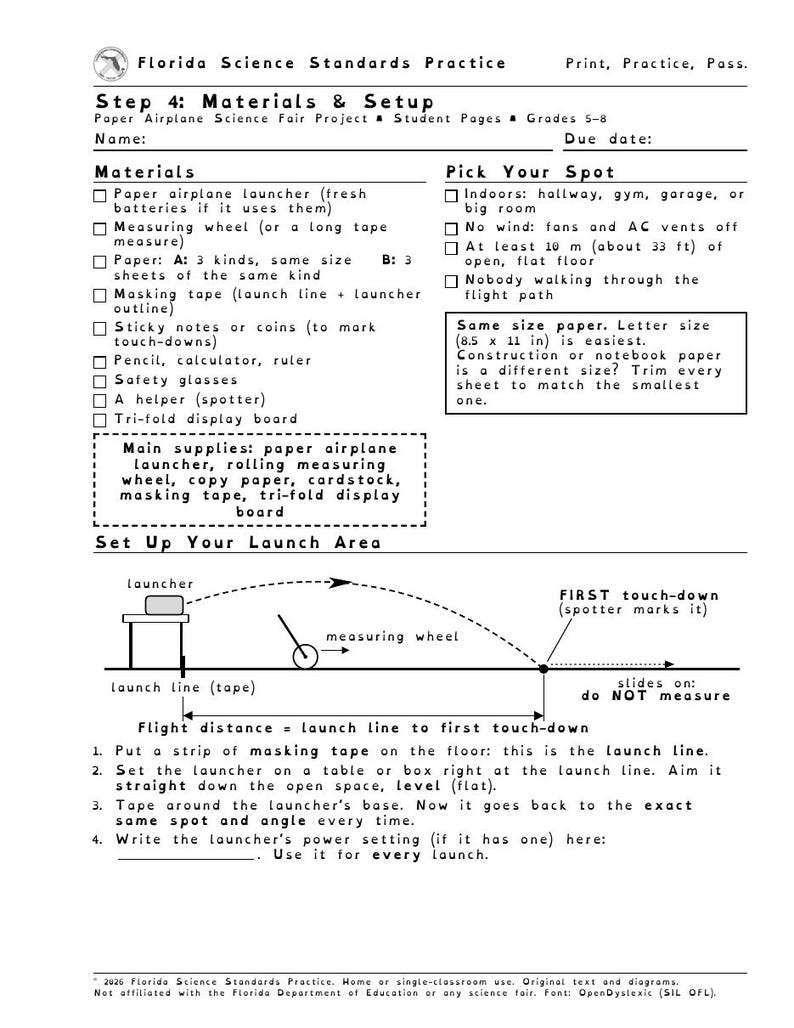 Paper Plane Science Fair Project Guide | Step by Step Student Packet | Grades 5-8 | Fair Test, Data Table, Bar Graph, Display Board image 3