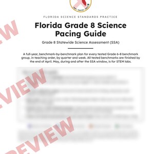 Guía de ritmo y mapa curricular de ciencias para octavo grado de Florida, repaso en espiral, resumen anual, planificador de lecciones para el profesor (imprimible) imagen 2