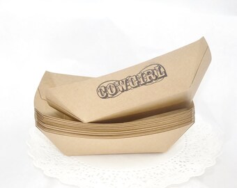 Old School Kraft Paper Snack Trays / Hand Stamped Party Supply 50 Ready To Serve Trays -Tailgating- Football- Fry Basket- Favor Craft Supply