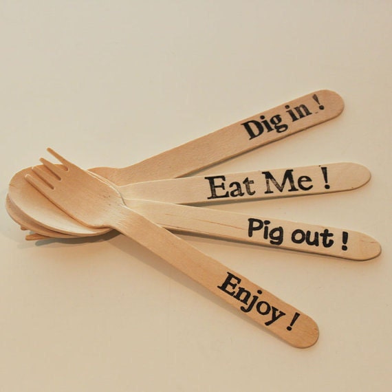 Wooden Cookout Hand Stamped Utensils 24 wood utensils of your Etsy
