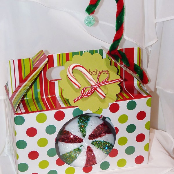 Gable BoX-  Christmas PaRtY DOTS CooKiE BoX -3-  FAVOR BOXs  / CooKie BoX  / Treats / Favors / Candy / CooKies and HomeMaDe GoodieS