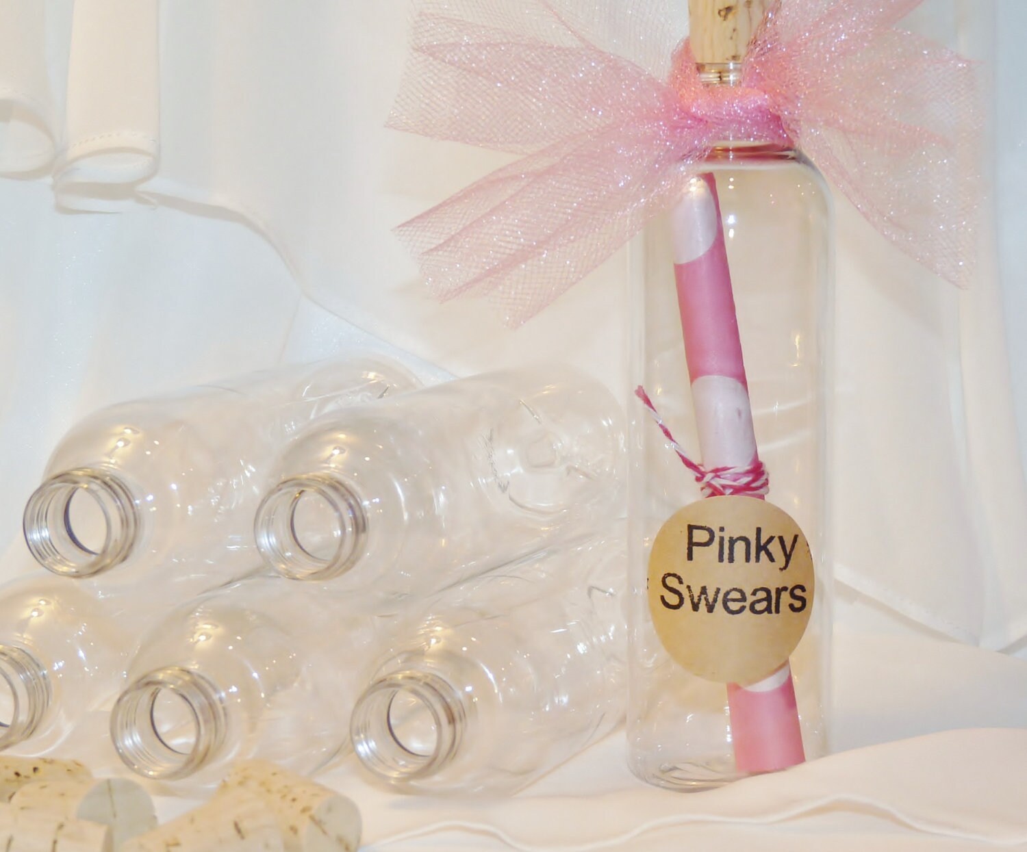 CORK BOTTLES CLEAR Plastic Favor Bottles set of 6 Ready Etsy