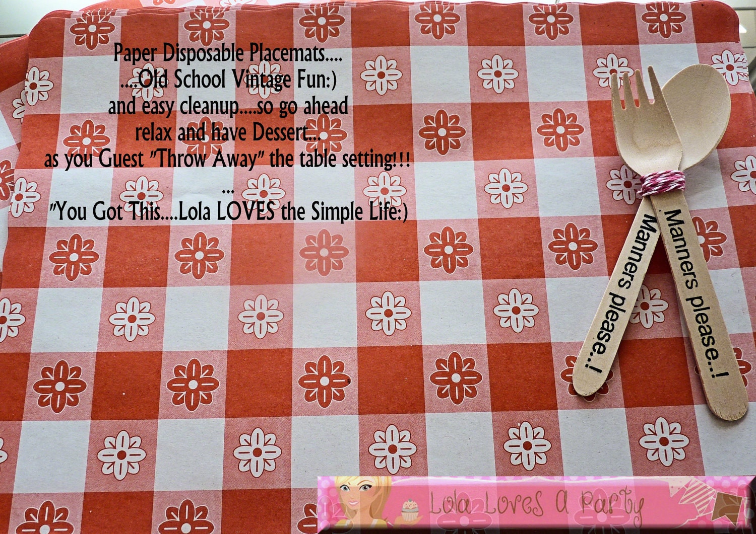 50 PAPER Red Gingham Placemats Vintage Look Disposable Etsy