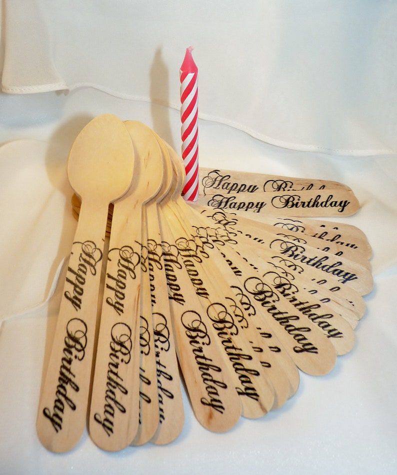 20 WOODen HaPPy BiRtHdAy SpooNs 20 total pieces Hand Etsy
