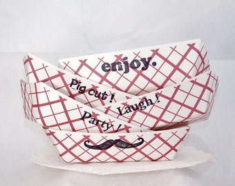 OLD SchooL Snack & Sandwich Trays / Hand Stamped Party Supply 18 Ready To Serve Trays -Tailgating- Football- Fry Basket- Favor Craft Supply