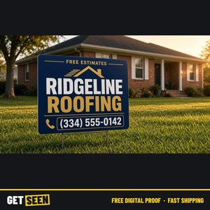 Custom Yard Sign with Stake, 18x24 Business Lawn Sign, Personalized Logo Coroplast Sign, Weatherproof Bild 1
