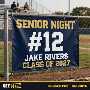 Senior Night Banner with Photo, Custom Senior Athlete Banner for Football, Baseball, Soccer, Softball image 2