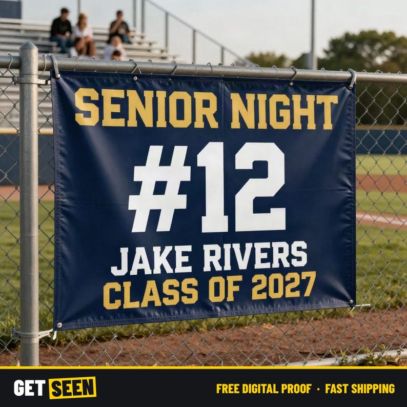 Senior Night Banner with Photo, Custom Senior Athlete Banner for Football, Baseball, Soccer, Softball image 2