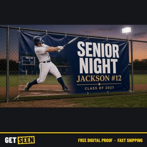 Senior Night Banner with Photo, Custom Senior Athlete Banner for Football, Baseball, Soccer, Softball
