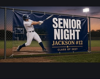 Senior Night Banner with Photo, Custom Senior Athlete Banner for Football, Baseball, Soccer, Softball