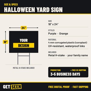 Personalized Halloween Yard Sign with Stake, Family Name Halloween Lawn Sign, 18x24 Outdoor Decor image 3
