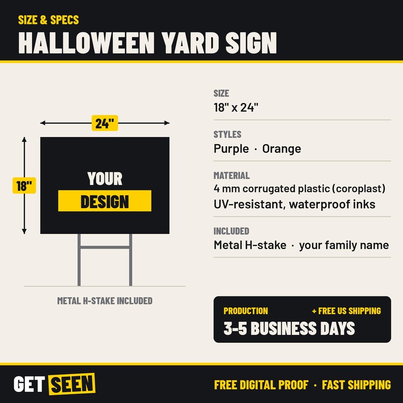 Personalized Halloween Yard Sign with Stake, Family Name Halloween Lawn Sign, 18x24 Outdoor Decor image 3