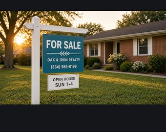 Custom Real Estate Sign 18x24 with Rider, Realtor For Sale Sign, Aluminum or Coroplast Open House Sign