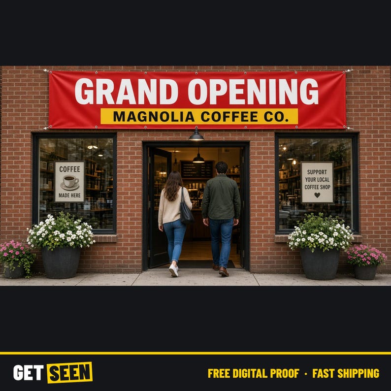 Custom Vinyl Banner with Grommets, Grand Opening Banner, 3x6 4x8 Outdoor Business Banner, Your Logo bild 1
