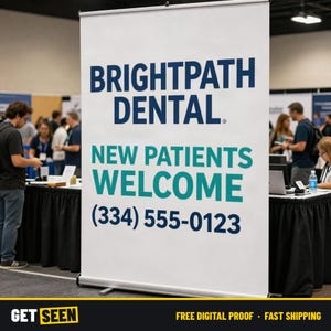 Retractable Banner Stand 33x81, Custom Pull Up Banner with Carry Bag, Roll Up Trade Show Display image 2