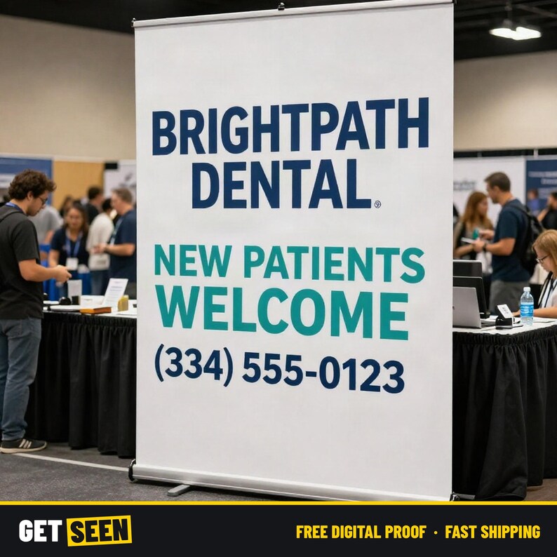 Retractable Banner Stand 33x81, Custom Pull Up Banner with Carry Bag, Roll Up Trade Show Display image 2