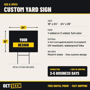 Custom Yard Sign with Stake, 18x24 Business Lawn Sign, Personalized Logo Coroplast Sign, Weatherproof Bild 4