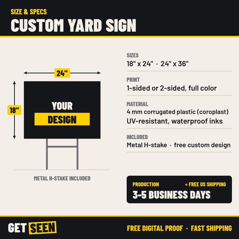 Custom Yard Sign with Stake, 18x24 Business Lawn Sign, Personalized Logo Coroplast Sign, Weatherproof Bild 4