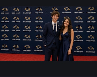 Custom Step and Repeat Backdrop with Stand, 8x8 Logo Photo Backdrop Banner for Banquet, Prom, Gala