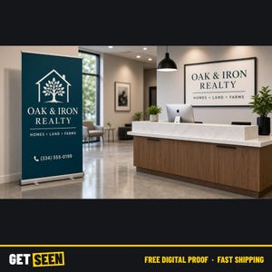 Retractable Banner Stand 33x81, Custom Pull Up Banner with Carry Bag, Roll Up Trade Show Display image 1