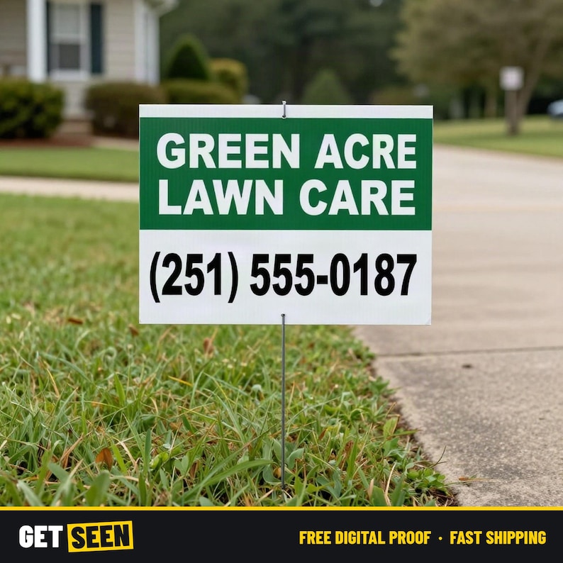 Custom Yard Sign with Stake, 18x24 Business Lawn Sign, Personalized Logo Coroplast Sign, Weatherproof Bild 2