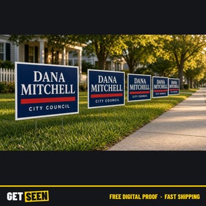 Bulk Custom Yard Signs with Stakes, 25 50 100 Pack Campaign Signs, Political and Business Lawn Signs imagem 1