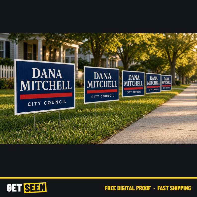 Bulk Custom Yard Signs with Stakes, 25 50 100 Pack Campaign Signs, Political and Business Lawn Signs imagem 1