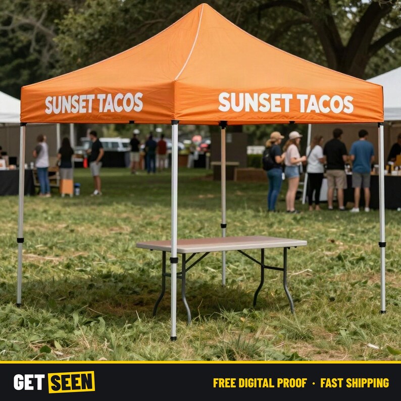 Custom Canopy Tent 10x10 with Logo, Printed Pop Up Tent for Vendors, Teams and Events, Frame and Bag 画像 2