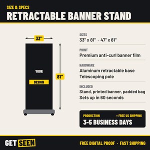 Retractable Banner Stand 33x81, Custom Pull Up Banner with Carry Bag, Roll Up Trade Show Display image 4
