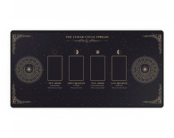 Tapete de Tarot de Fases Lunares, Tela para Tiradas de Tarot del Ciclo Lunar, Tapete de Lectura de Tarot de Luna Nueva y Luna Llena, Tela para Altar Celestial, Regalo de Bruja