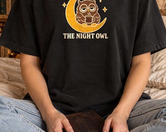 Camiseta de tarot con el búho nocturno, camiseta de búho y luna con temática de brujas, camiseta de parodia del tarot para personas nocturnas, regalo gótico de Comfort Colors