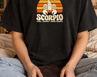 Camiseta de Escorpio, Camiseta retro del zodíaco Escorpio, Camiseta vintage de astrología, Regalo de cumpleaños para Escorpio, Camiseta del zodíaco de Comfort Colors