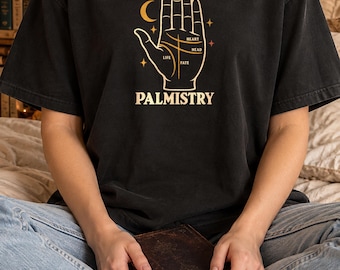 Camiseta de quiromancia, camiseta vintage de lectura de palmas, camiseta de lector de palmas, camiseta ocultista, bruja y celestial, regalo de Comfort Colors