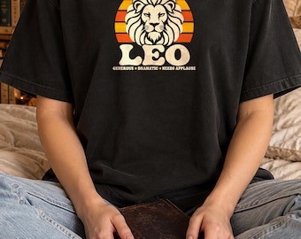 Camiseta Leo, Camiseta retro del zodíaco Leo, Camiseta vintage de astrología, Regalo de cumpleaños para Leo, Camiseta del zodíaco Comfort Colors