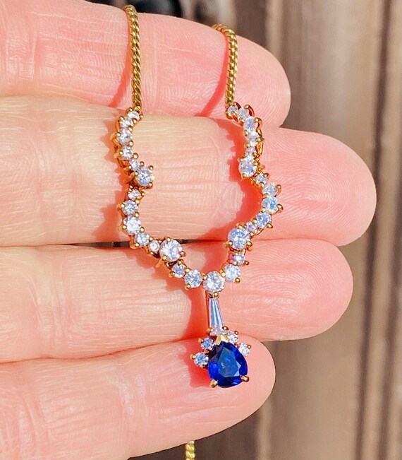 Vintage Estate Kurt Wayne 18k Gold Blue Sapphire … - image 4