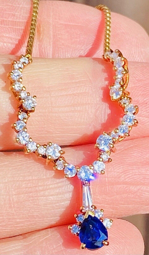 Vintage Estate Kurt Wayne 18k Gold Blue Sapphire … - image 1