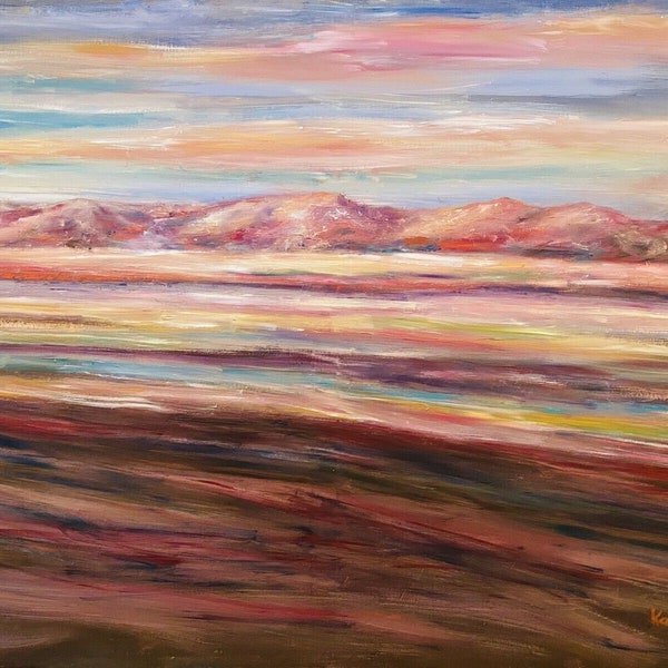 Abstract Mountain Landscape Impasto, Original Oil Painting by artist Sarah Kadlic