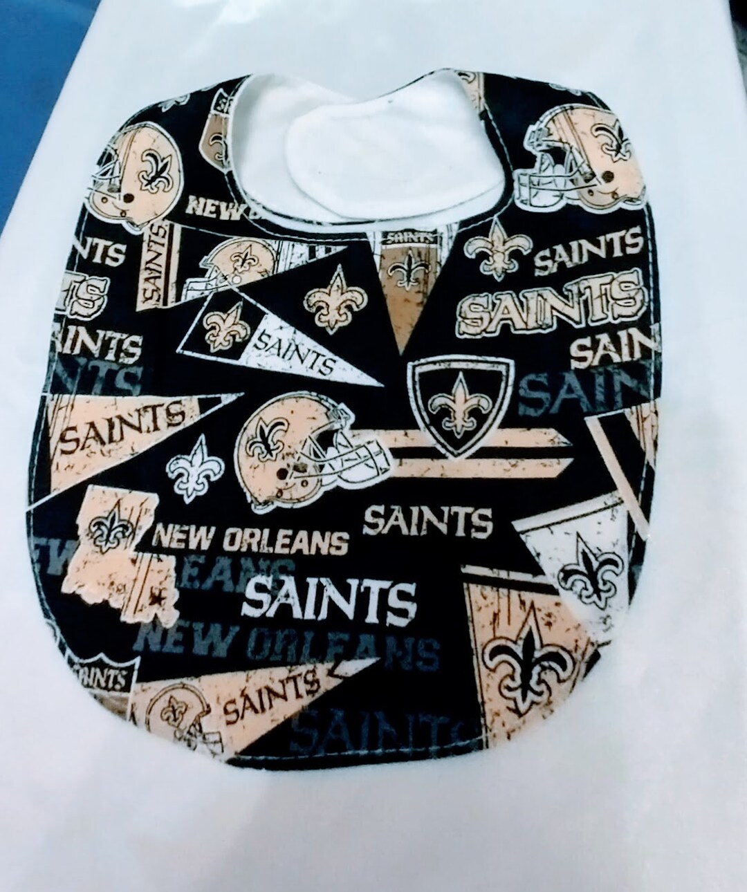 New Orleans Saints Football Team Baby Bib Waterproof Backing Hook and