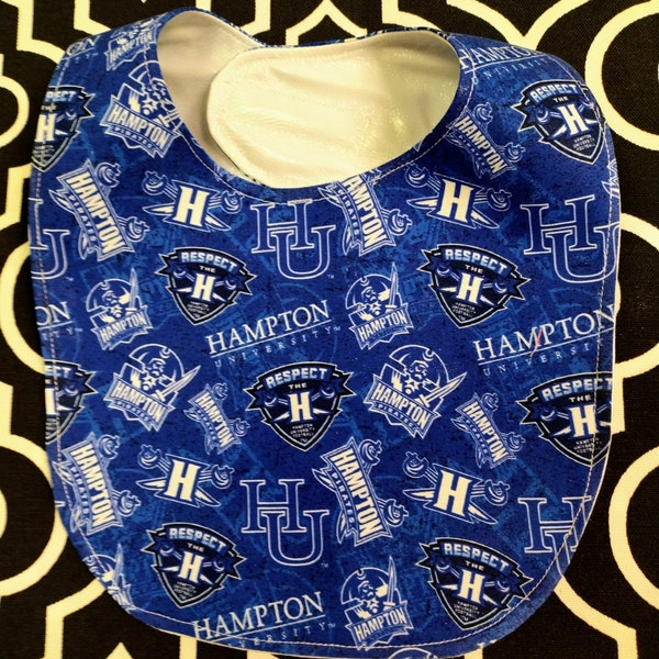 Hampton University baby bib waterproof backing