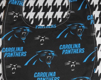 Waterproof lining Carolina Panthers NFL baby bib hook and loop closure handmade by me