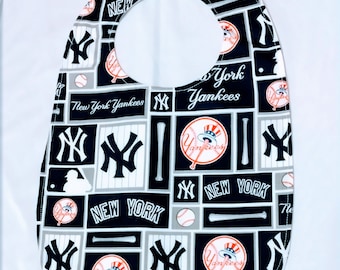 New York Yankees baseball team baby bib waterproof backing hook and loop fastener
