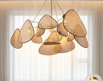 Handcrafted Minimalist Petal Pendant Light, Japandi Wabi-Sabi Sculptural Organic Ceiling Lamp, Home Decor Statement Fixture