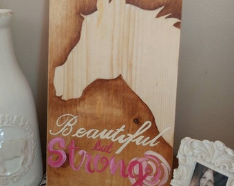 Beautiful and Strong horse, hand painted wood sign for gift,  garden or home decor(customized animal, colors and words)