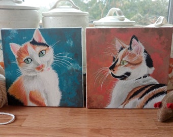 Custom Pet Portraits hand painted on canvas, a cat/ dog lover gift.