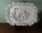 Antique Brown Transferware Platter, DEVONSHIRE